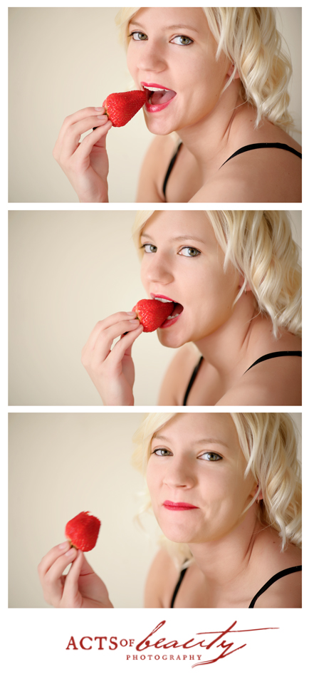Eating a Strawberry Pinup Boudoir Red Deer
